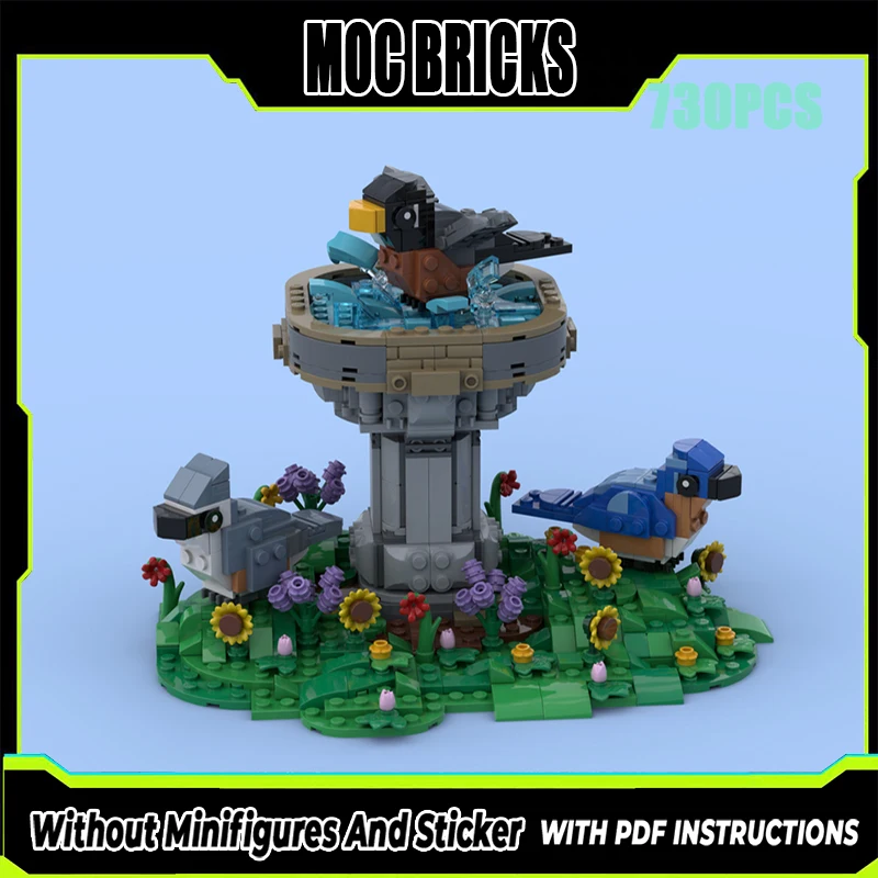 정교한 신제품 MOC 블록 아트 모델 사계절 새 연못 기술 모듈형 어린이 장난감 DIY 조립 세트