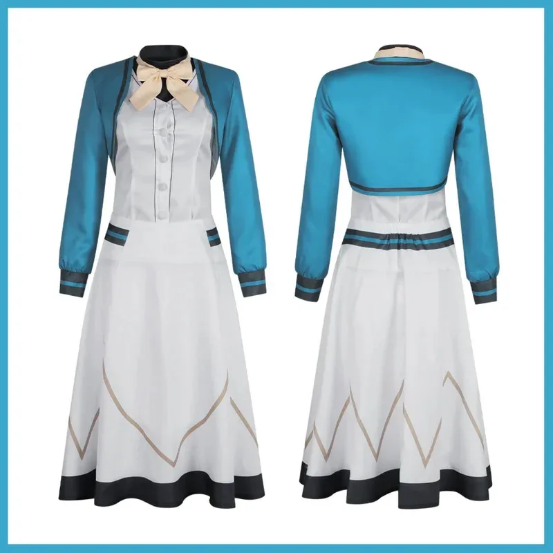 

Новый аниме Тихая Ведьма Моника Эверт Косплей Костюм Синее Пальто Белое Платье Униформа Женщина Сексуальный Бал в Маске Карнавальный Костюм; 2'a,6.