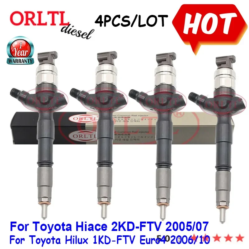 ORLTL NEW 095000-8650 Diese Fuel Injector 23670-30370 23670-30240 for Toyota 4PCS