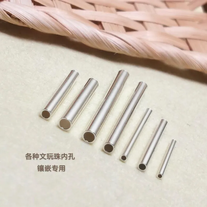 Solid 925 Sterling Silver Straight Tube Connector Spacer Beads for Jewelry Necklace Bracelet Making Pendants Accessories Finding