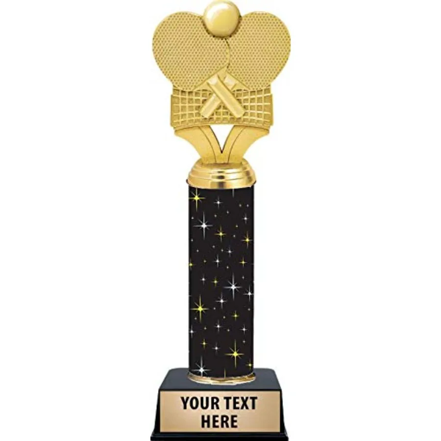 

11" Table Tennis Paddles with Net Trophy On Black Base Ping Pong Trophy Awards Prime