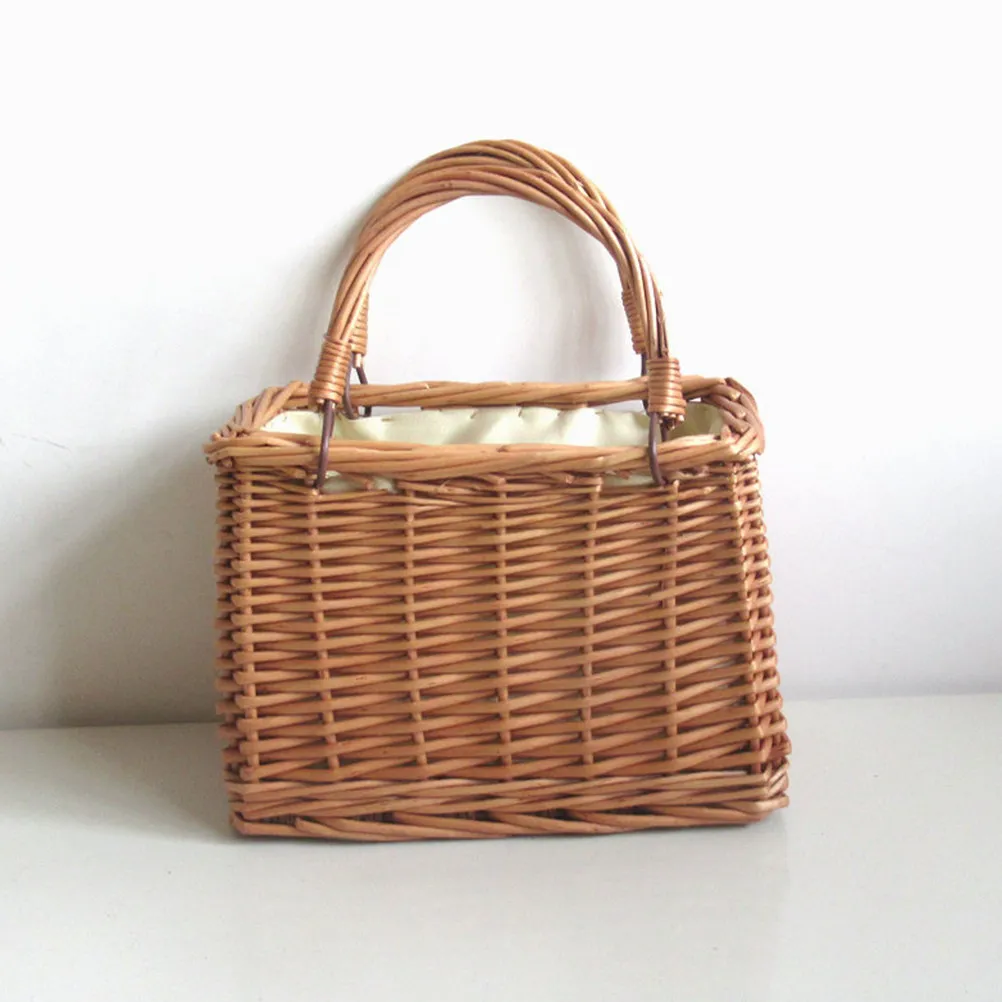 Cesta de almacenamiento de mimbre, organizador decorativo tejido a mano natural para cocina, dormitorio, sala de estar, frutas, pan, aperitivos, regalos para el hogar, 1 ud.