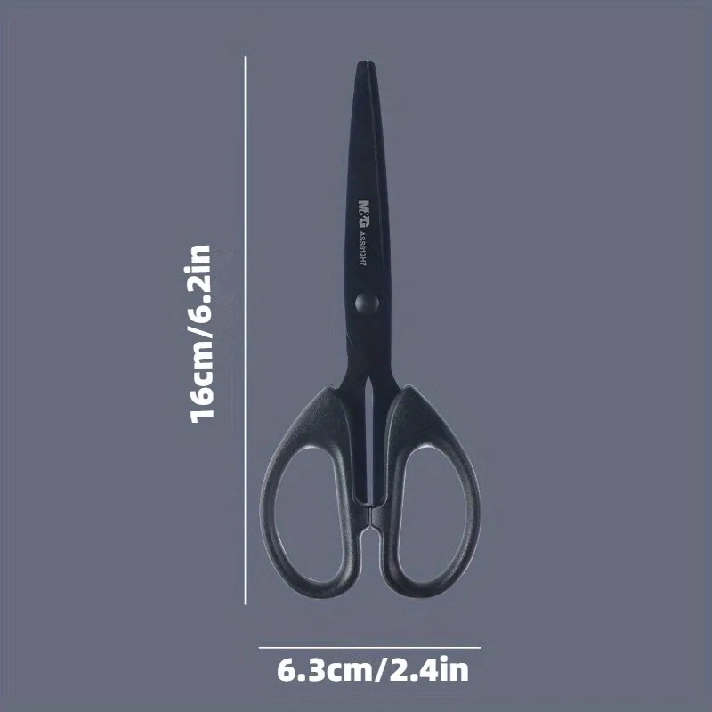 M&G 160mm Black Blade Scissors Wear-resistant Stainless Steel Blade Not Easy to Glue Household Manual Life Durable Scissors