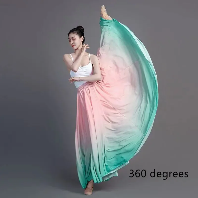 2023 Flamenco-Tanz-Performance-Röcke mit Farbverlauf für Damen, Bühnenaufführung, klassischer Tanz, Übungsrock, 360–720 Grad