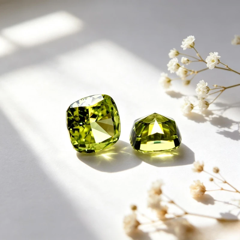 Zirkonia Crushed Ice Cut Quadratische Kissenform Apfelgrüne Farbe 5A+ Qualität CZ 4K-Schliff Hochkarbon-Diamant – Detail 3