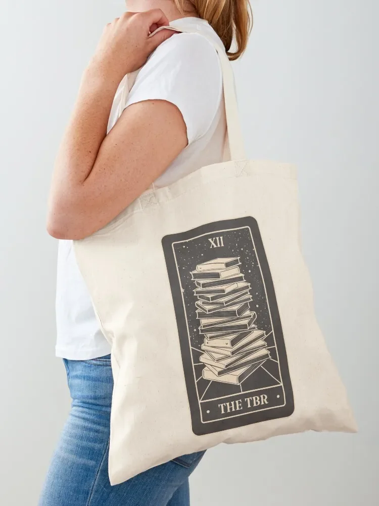 Bookish Tarot - The TBR (Black Edition) Tote Bag Women's handbag Canvas shopper bags eco bag folding Bag