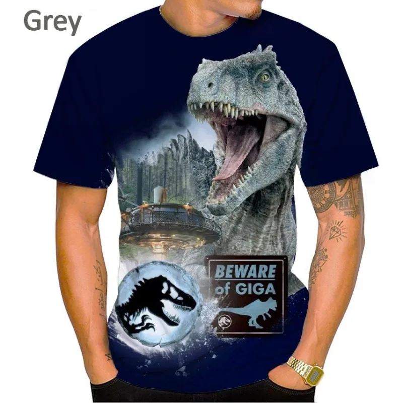 Y2k Jurassic Park 3D Printed T-Shirt Summer Fashion T-Shirt Unisex Jurassic World Casual Crew Neck Top Tees Men\'s Short Sleeve