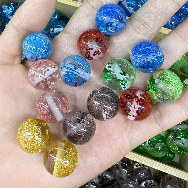 New arrived 100pcs/lot 16mm color glitter sequin effect geometry rounds shape resin beads diy jewelry garment hair accessory