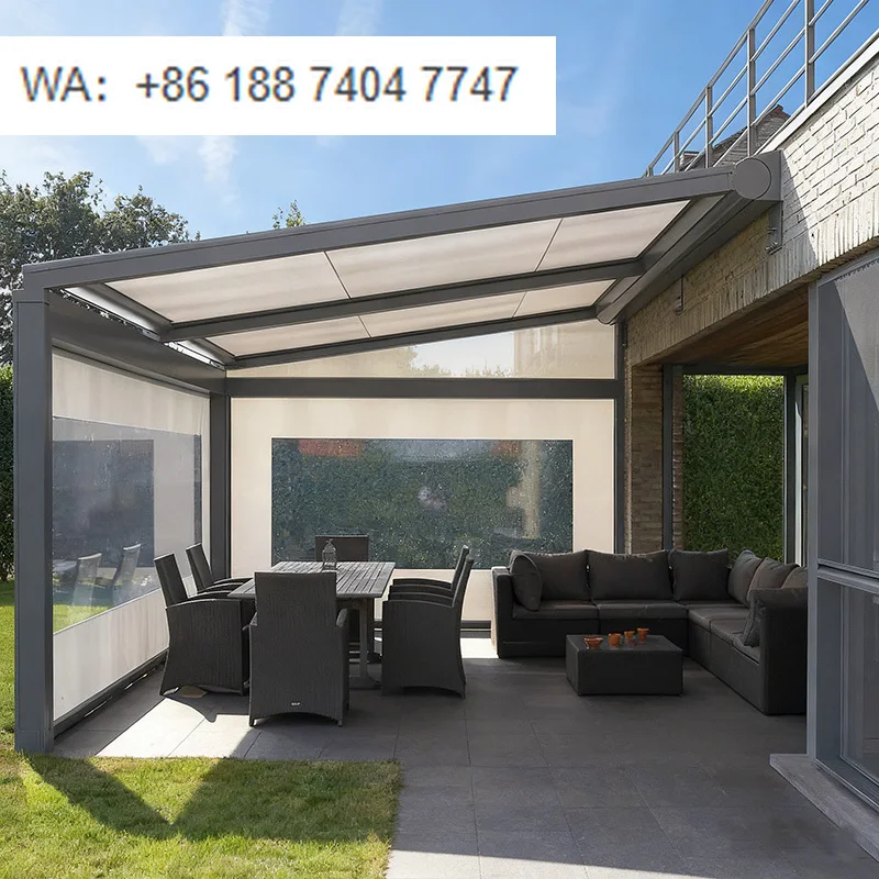 Intelligent Waterproof Sunshade PVC-Coated Fabric Frame Electric Retractable Roof Outdoor Window Rain Canopy Balcony
