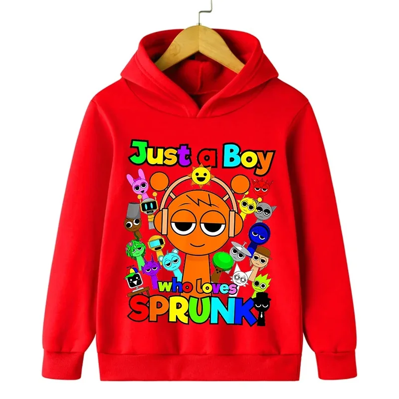 Sprunki Just A Boy هوديي كارتون Harajuku Y2K ملابس رياضية غير رسمية غير رسمية للأطفال لخريف وشتاء دافئ ملابس علوية #4