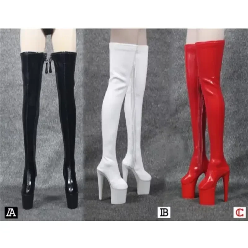 1/6 Scale Hollow Long Boots Leather Boots Female Soldier Platform Shoes with Zipper Model for 12" Action Figure Ph TBl Body