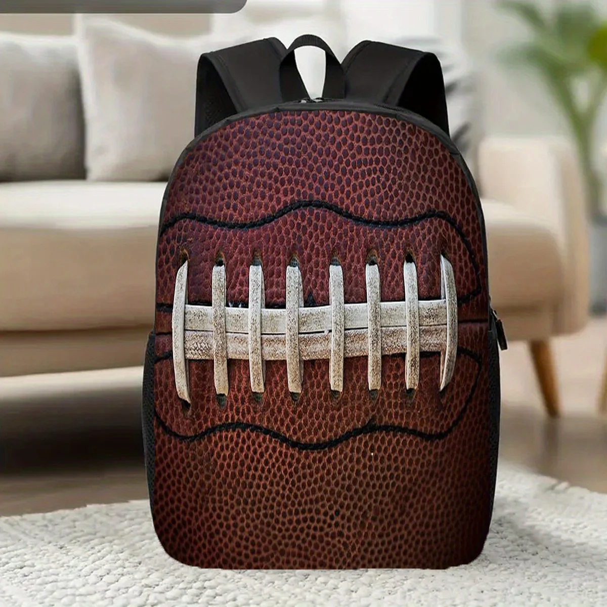 1pc, American Football Backpack, Large Capacity 17-Inch Casual Backpack for Laptops with Water Bottle Holder
