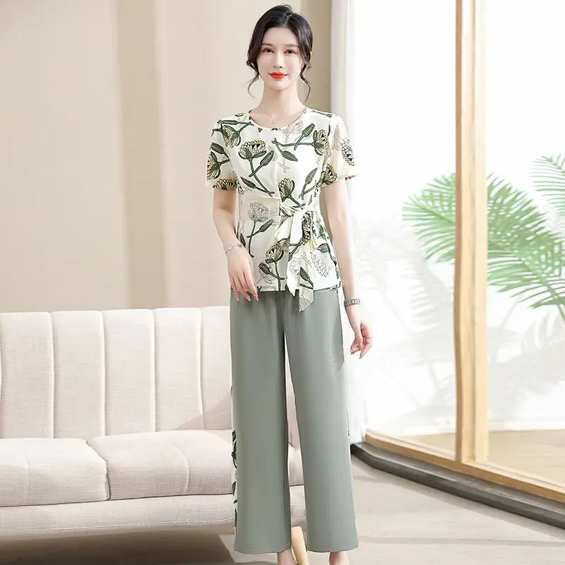 

Women's Summer 2 Piece Set Chiffon Blouse Skirt Slimming Fit for Mature Ladies Casual Party Holiday Outfit 2026 New Design​