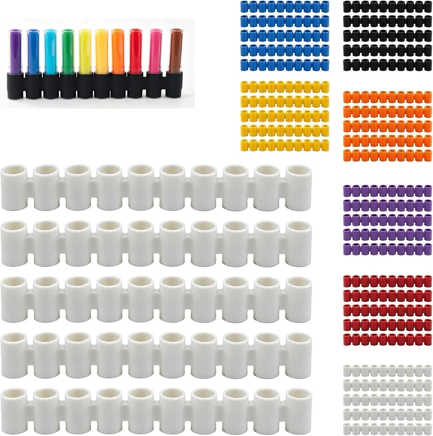 5 Pack Silicone 50-Slot Marker Storage Holder, Organizer Clip For Art Markers And Drawing Pens