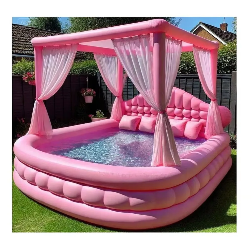 Customized Summer Party OEM Backyard Water Rest area Chair Inflatable Sofa for Above Ground Swimming Pool Commercial Use