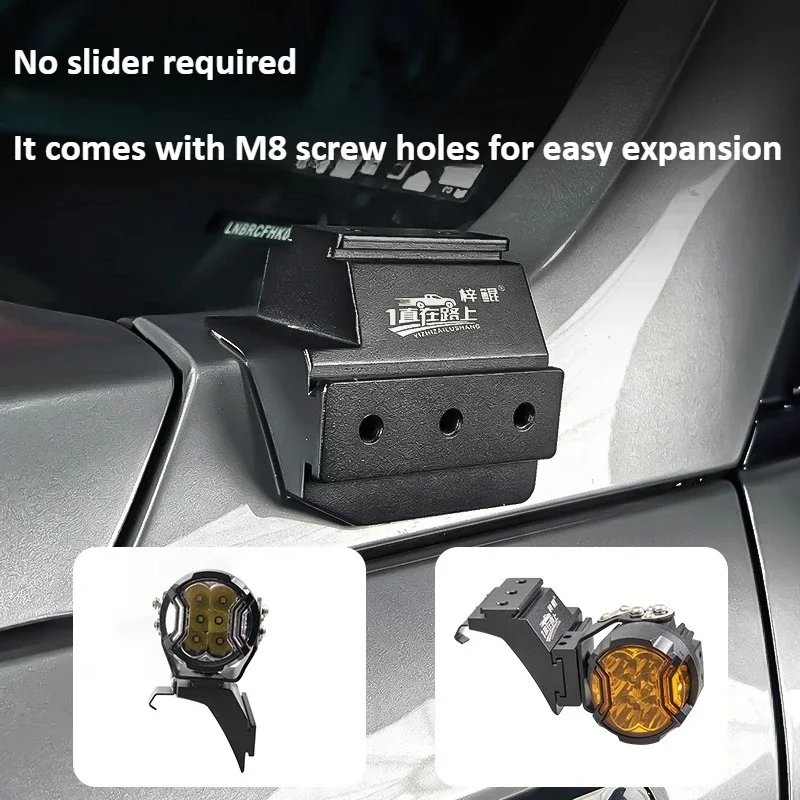 For NEW BJ40E Car A Pillar Led Spotlight Bracket Front Engine Hood Quick Release Dual Guide Rail Expansion Stand Lamp Holder