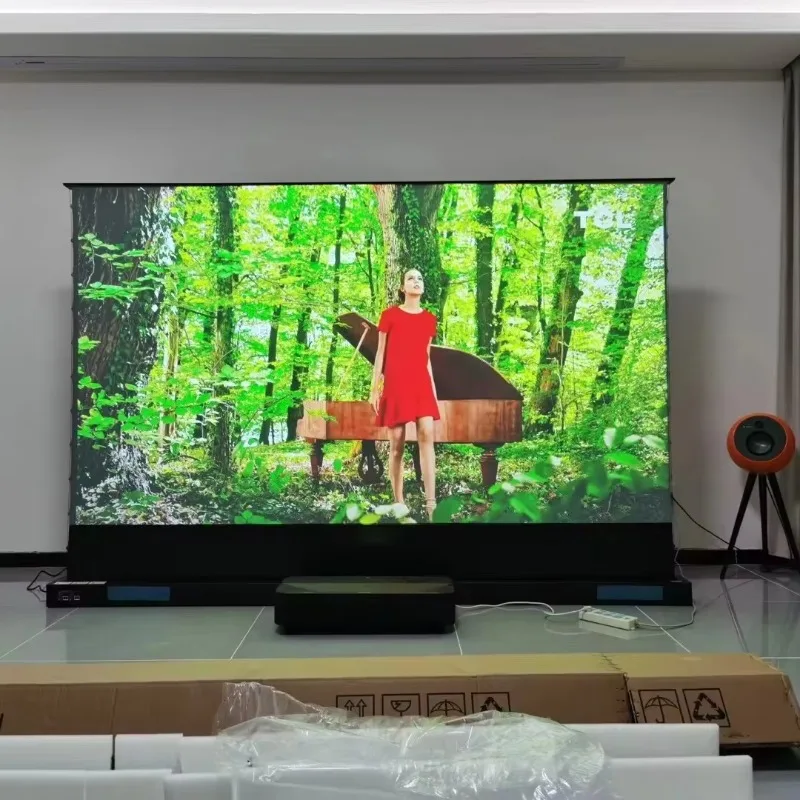 84-Inch Professional High-Contrast Motorized Projection Screen New 16:9 Format with Built-in Lift Motor