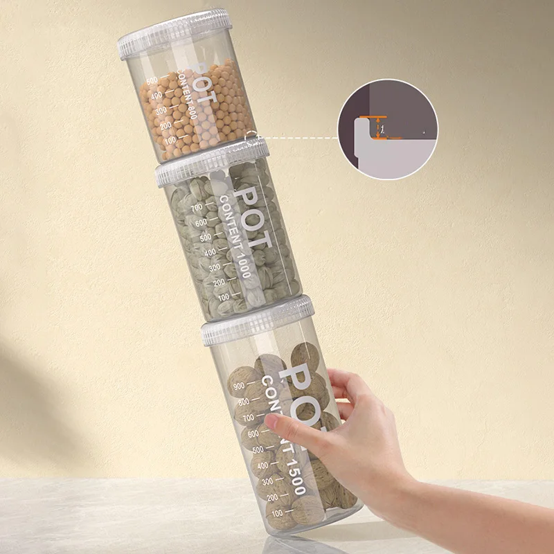 Cereal Dispenser Transparent Cereal Sealed Container Moisture-proof Snack Storage Jar Stackable Kitchen Rice Grains Barrel Box