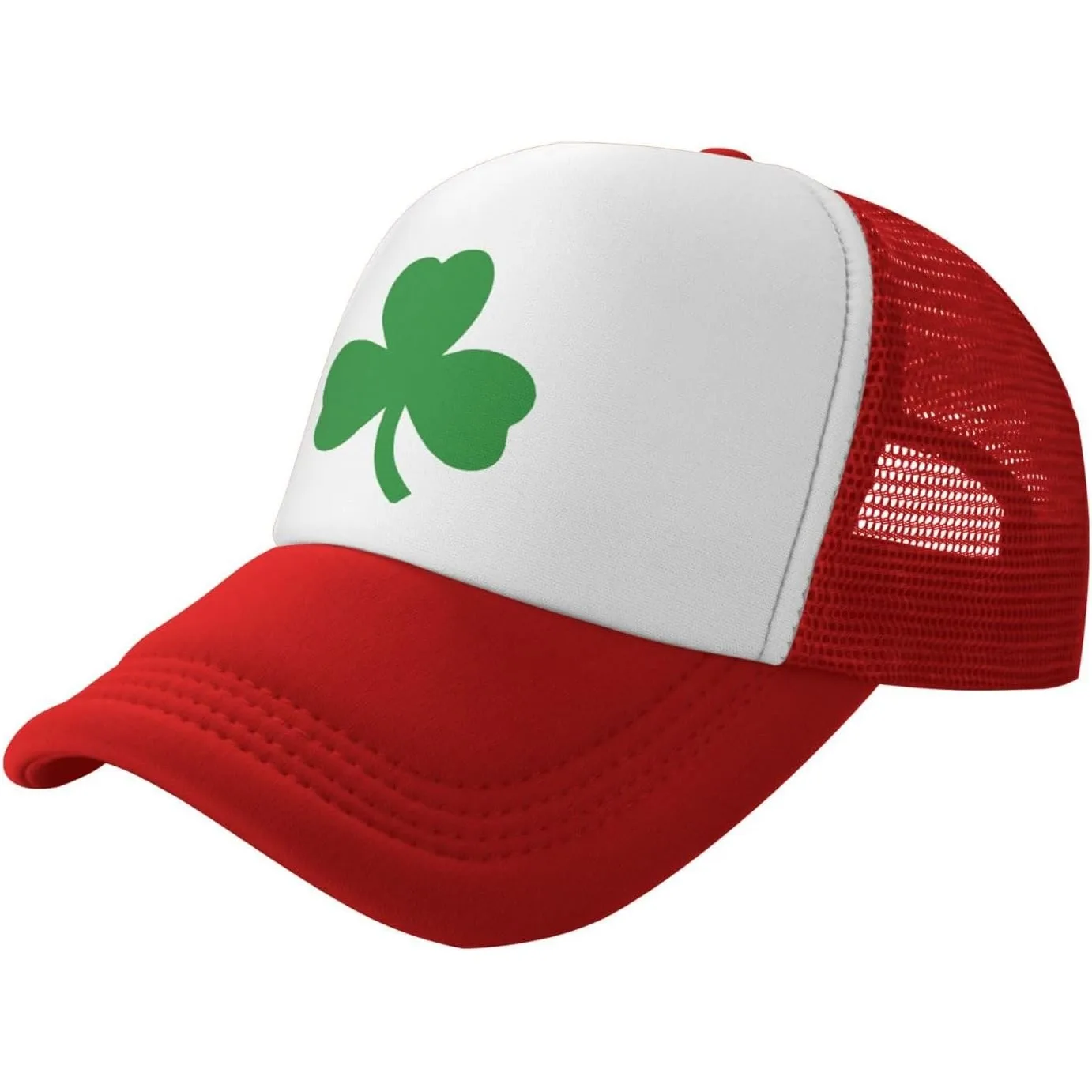 Shamrock-Three-Leaf-Clover-Trucker-Hat-Mesh-Baseball-Snapback-Cap-Unisex-Outdoor-Casual