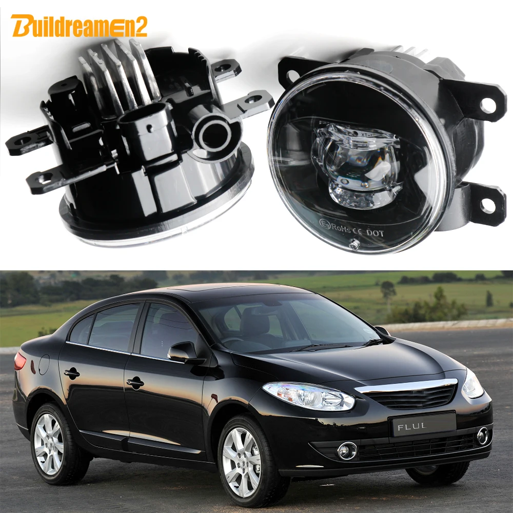 2 Pieces 30W H11 LED Lens Fog Light Assembly For Renault Fluence Sedan 2009-2020 Adjustable Car Right + Left Fog Lamp DRL