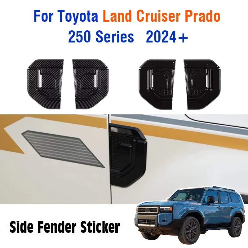 For Toyota Land Cruiser Prado 250 Series 2024 2025 Car Side Fender Sticker Air Wing Vent Door body Light Trim Accessories