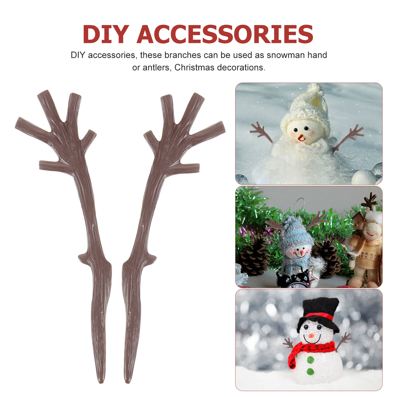 100 Pcs Baby Toys Christmas Snowman DIY Decoration Pendant Branch Antlers Ornament Branches for Vase Dry Plastic Tree