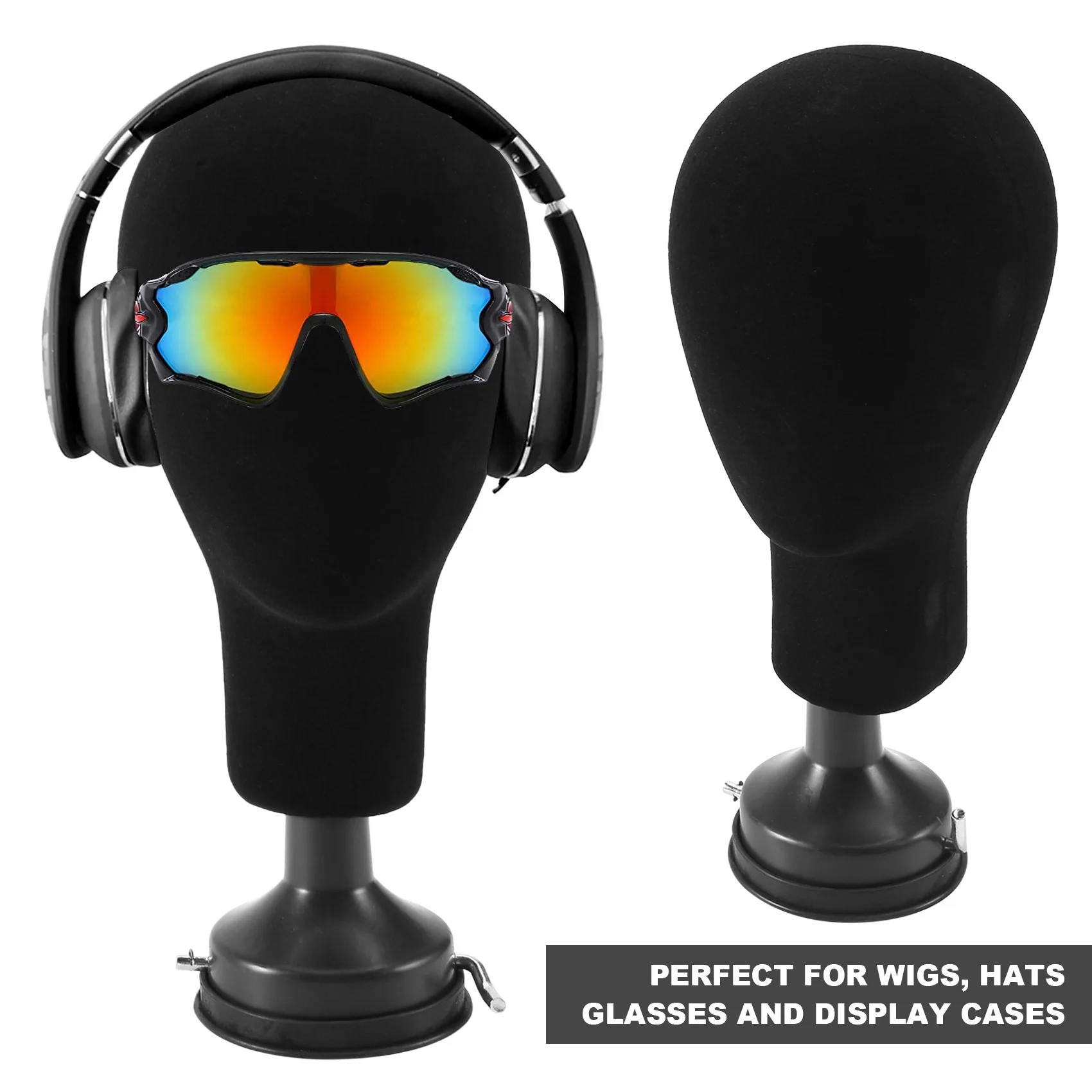 A55F-Polystyrene Foam Mannequin Face Model Head Wig Holder Eyeglass Glasses With Base Bracket, 35Cm