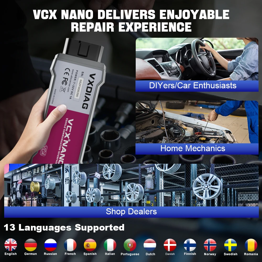 VXDIAG VCX NANO NX200 For Renault Auto All Systems Diagnostic Tool Nano For Renault J2534 ECU Coding/programming OBD2 Scanner