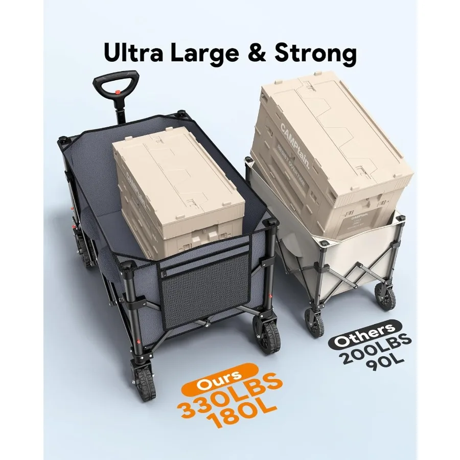 عربة قابلة للطي بسعة 330 رطل ومساحة تخزين كبيرة 180 لترًا وعربة أدوات شديدة التحمل مع عجلات لجميع التضاريس و #4