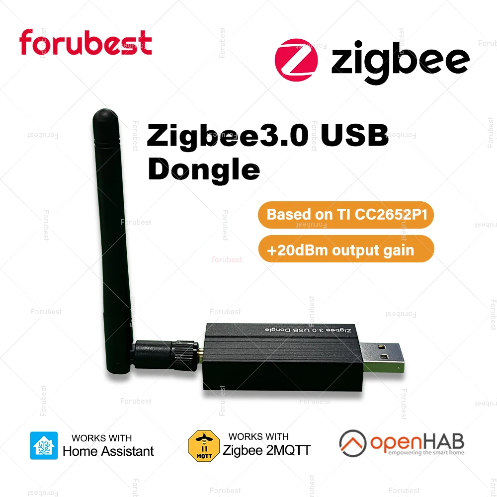 Zigbee 3.0 dongle usb com antena universal zigbee sem fio gateway hub suporte zigbee2mqtt assistente doméstico, raspbian, openhab