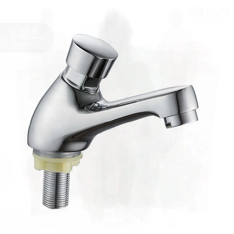 

All-Copper Single-Cooled Push-Type Delay Faucet for Public Places Toilet Wash Basin Hand-Pressed Cold Hot Water Modern