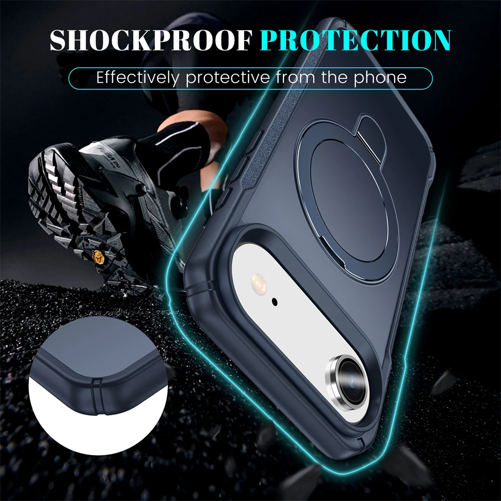 Hoge Kwaliteit Metalen Ring Stand Matte Magnetische Telefoon Case voor IPhone 17 Air 16 15 14 13 12 Pro Max Plus harde Zware Bescherming Cover