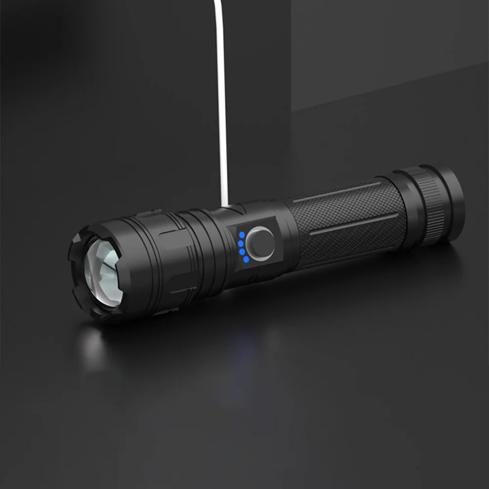 

USB Rechargeable Telescopic Flashlight with Adjustable Zoom Flood Beam Waterproof for Outdoor Survival Emergency Household