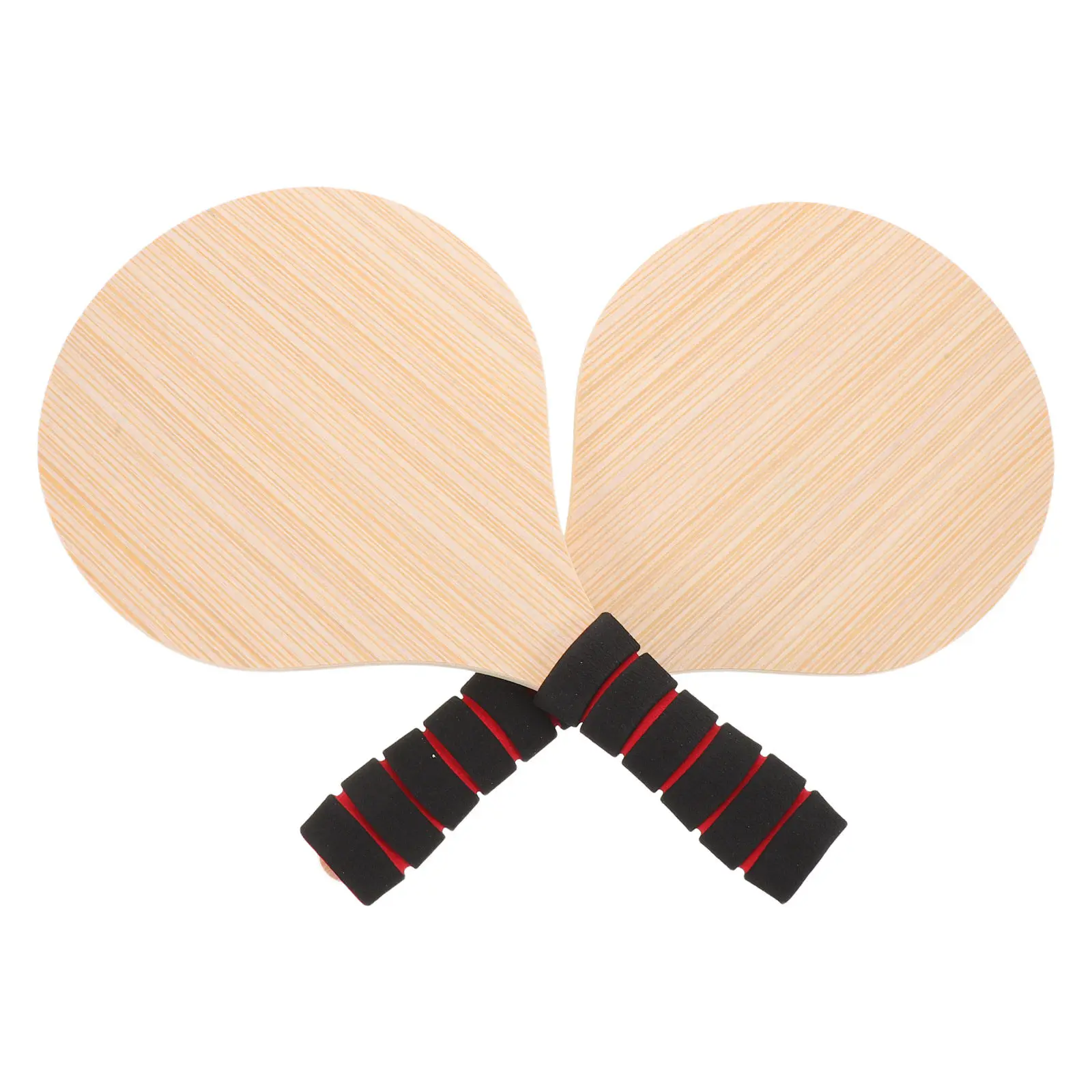 

2Pcs Wooden Pickleball Paddle Set Lightweight Natural Wood Racket for Beach Play Non-Slip Cushion Grip Comfort Handle Portable