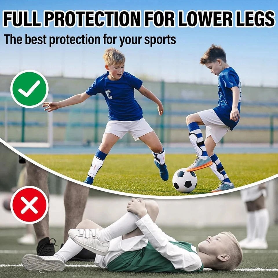 Loogdeel 1Pair Soccer Shin Guards Children Shin Guards Youth Adults Leg Pads Football Calf Protection Board Shin Support Straps