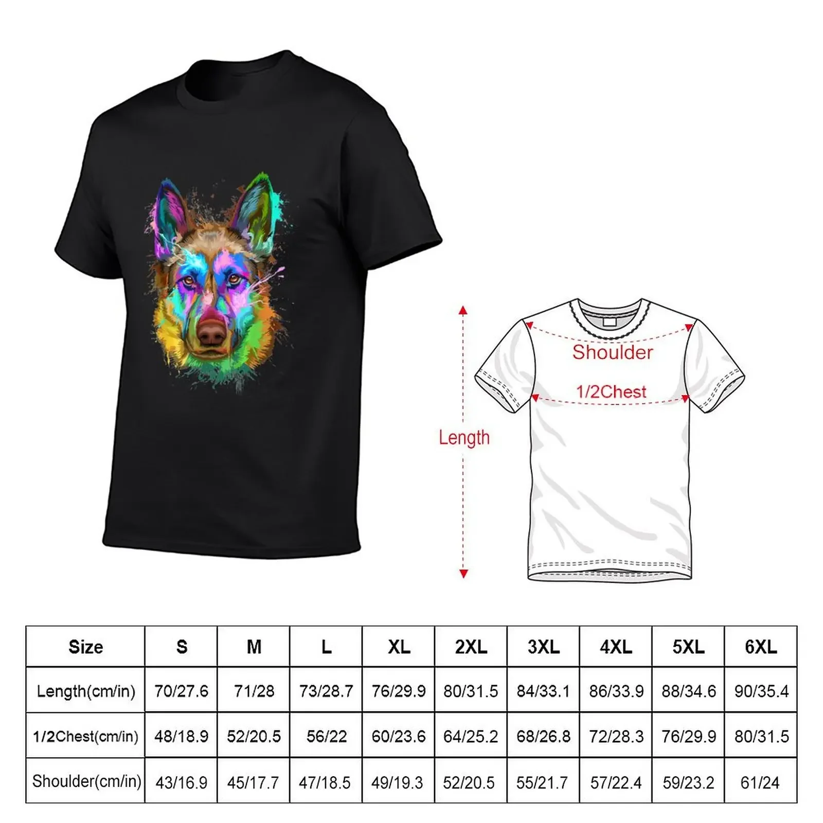 Splash Art German shepherd Shepherd Lovers T-Shirt plus sizes anime stuff cheap stuff slim fit t shirts for men