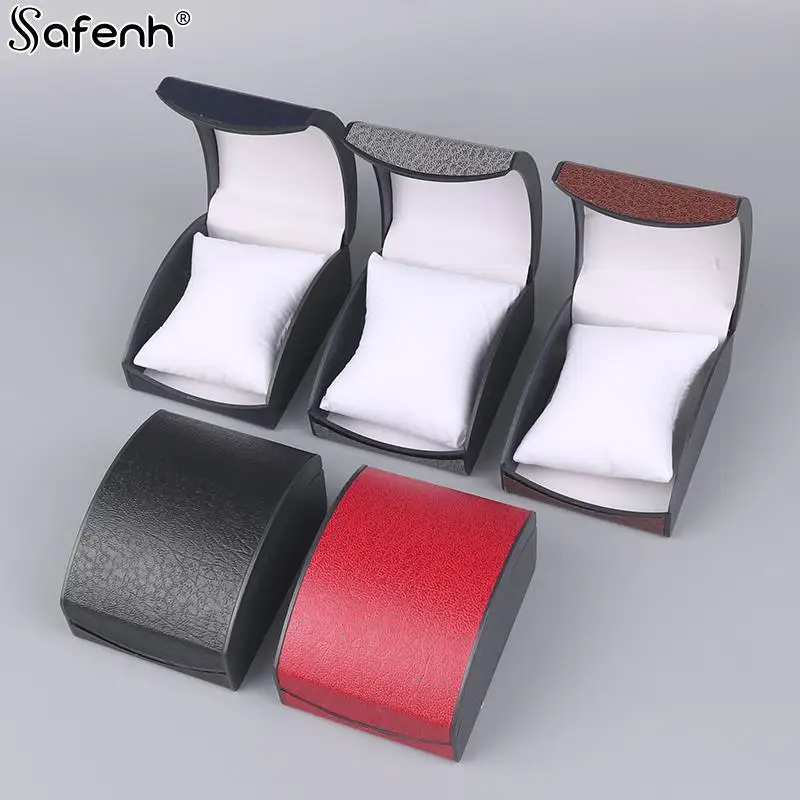 Fashionable Curved Flip Jewelry Bracelet Storage Watch Box High-end Men\'s Imitation Leather Plastic Watch Display Box Jewel Box