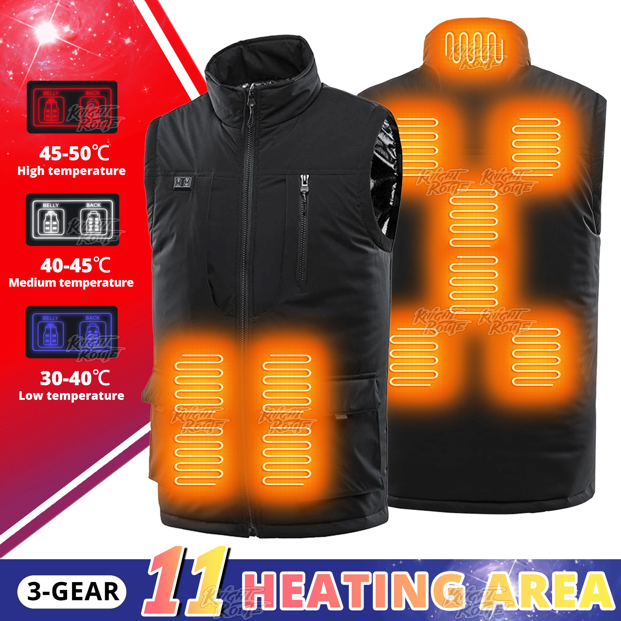 

11Areas Self Heated jacket Heating Vest Men's Thermal Women's USB Heated Vest Warm Clothing Motorcycle Camping Washable Winter