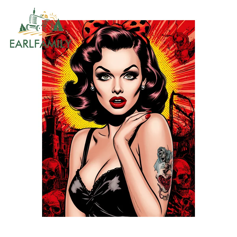 Calcomanía Fina de Anime con Chica Pin-up de EARLFAMILY, Calcomanía Sexy y Atrevida con Corsé, Calcomanía Impermeable y Práctica para Ocultar Arañazos, Accesorio para Automóvil JDM