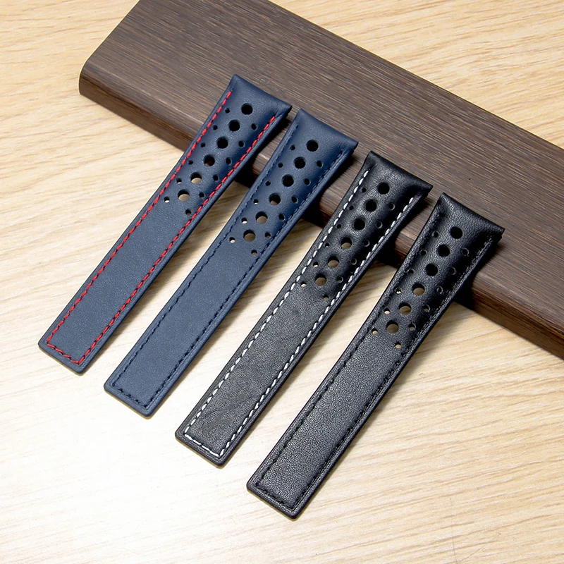 For Tag Heuer Carrera Heritage Monaco Series Leisure Gentleman's Soft Exquisite Breathable Sweatproof Cowhide Watch Strap 22mm