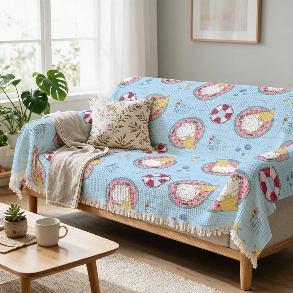 Coastal Nautical Throw Blanket for Sofa Living Room Decor Summer Beach Theme Cushion Cover Throw Throw Pillows Cute Ocean Decor
