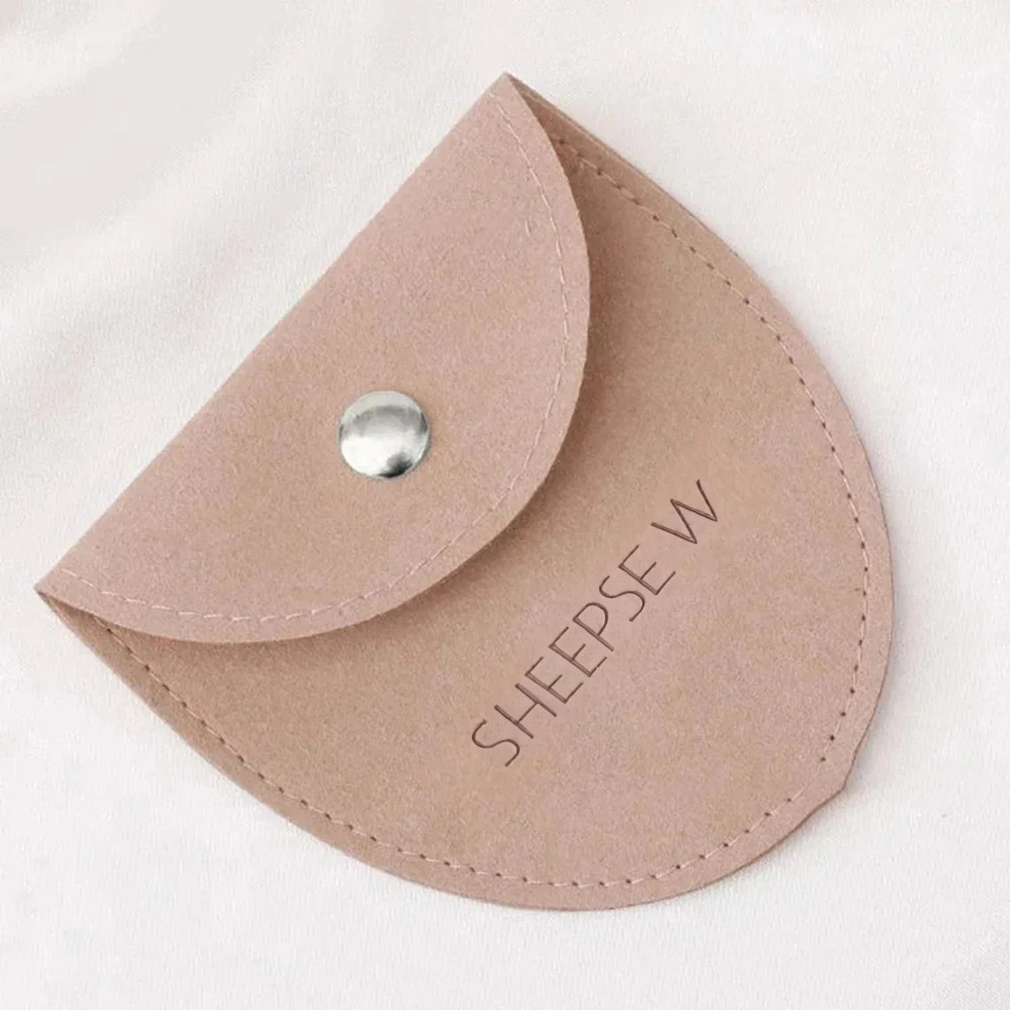 

50pcs/Lot Personalized Jewelry Packaging Pouch Bag with Silver Button Microfiber Jewellery Travel Bags, Custom Logo Beautiful Gi