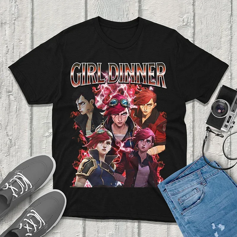 

Футболка Vi Arcane унисекс, уличная одежда в стиле ретро, футболка League of Legends, аниме Fanmerch Lol, товары, одежда League of Legends