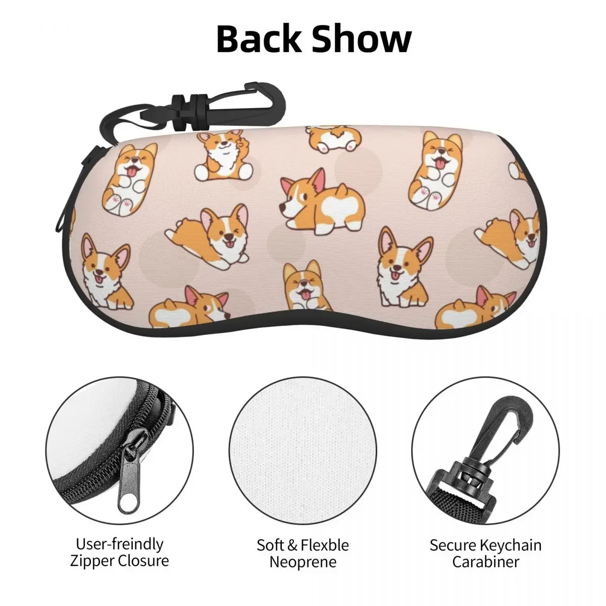 Étui de protection pour lunettes de soleil, coque de chiot Corgi drôle, mode, poudres à lunettes