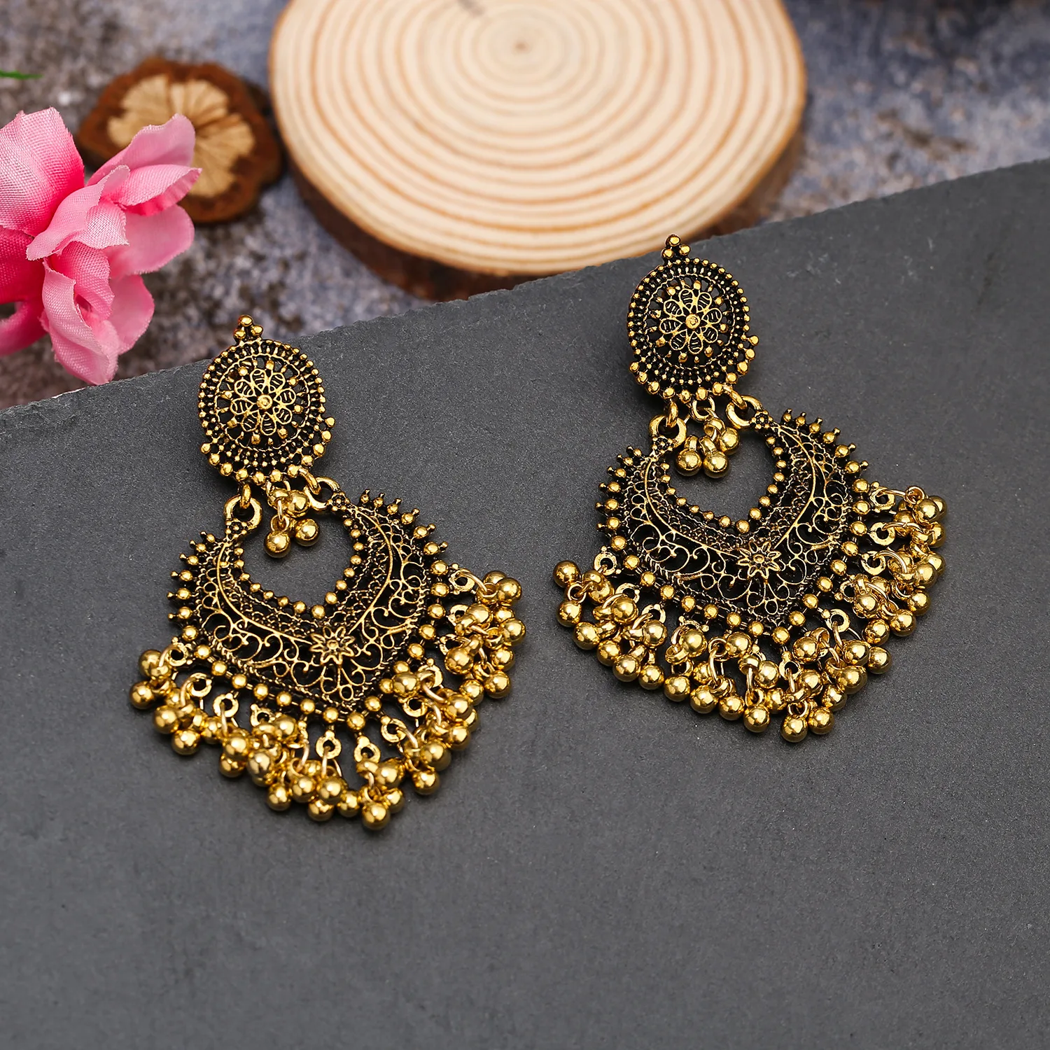 ALA Rising|D Simia Retro Ethnic Style Alloy Small Bell Pendant Tassel Earrings For Girl Luxury Design Gorgeous Accessory