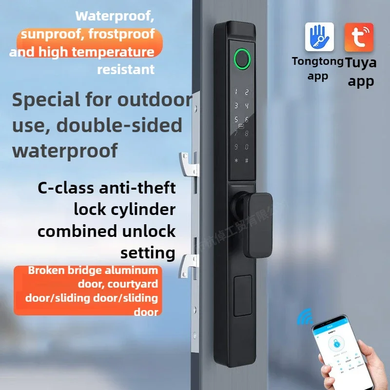 Excellent TTlock Smart Password Lock Waterproof Fingerprint Lock Suitable for Sliding Doors Sliding Doors Broken Bridge Aluminum