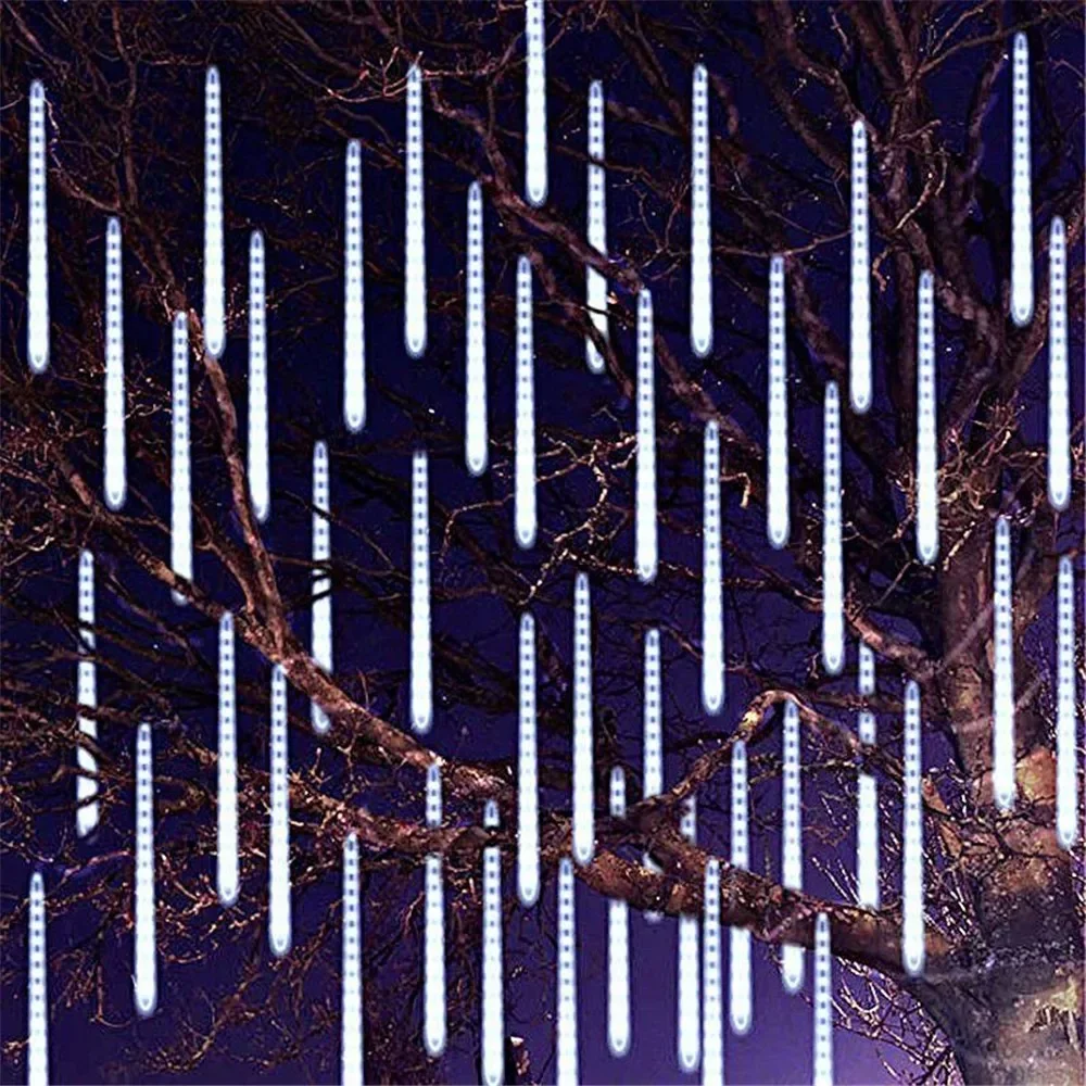 Christmas Solar Meteor Shower Light Rain Drop Fairy String Lights 30/50CM Christmas Decorations for Home Garden Holiday Lighting
