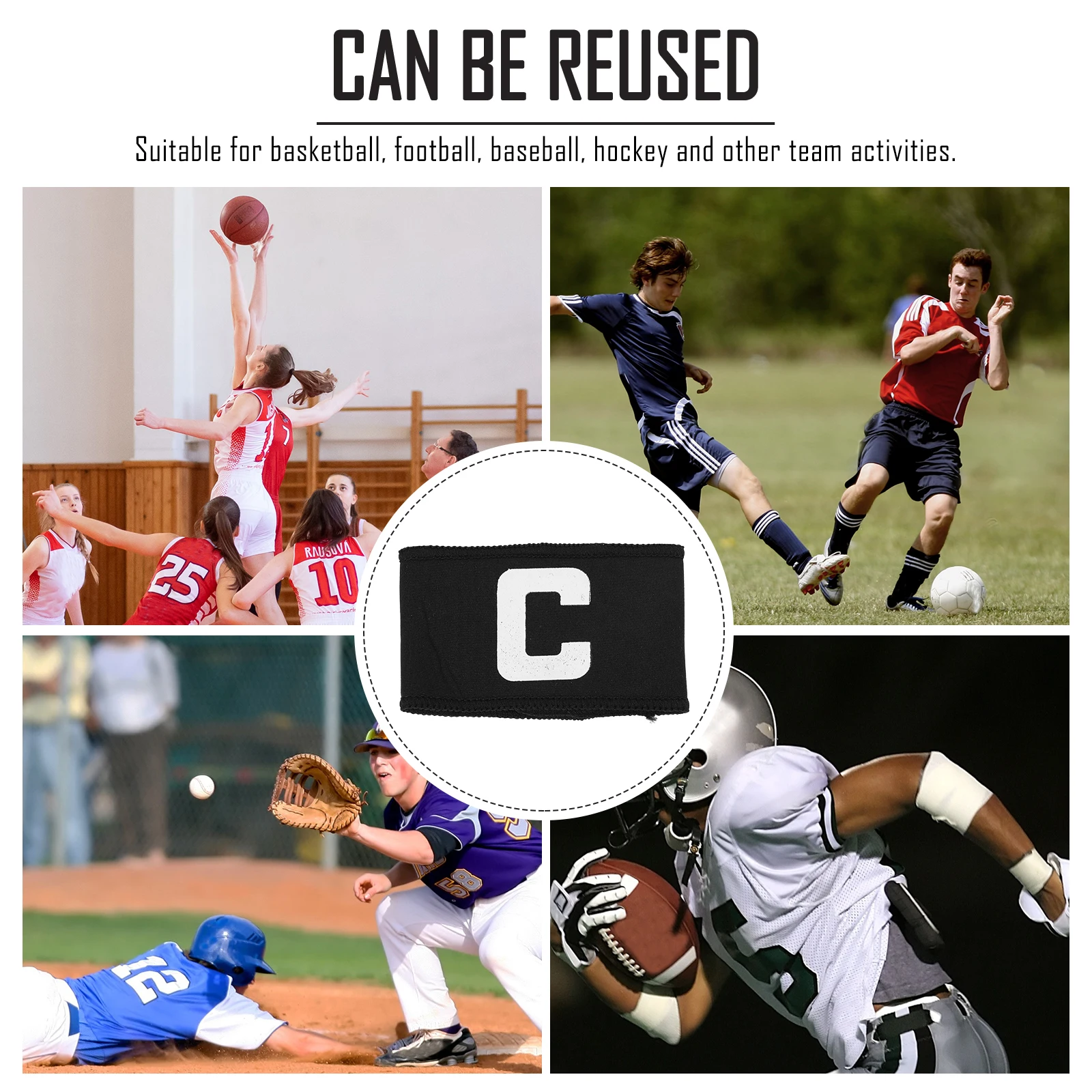 3 pezzi di fascia da capitano per calcio, basket regolabile, forniture sportive, squadra durevole di alta qualità a lungo uso