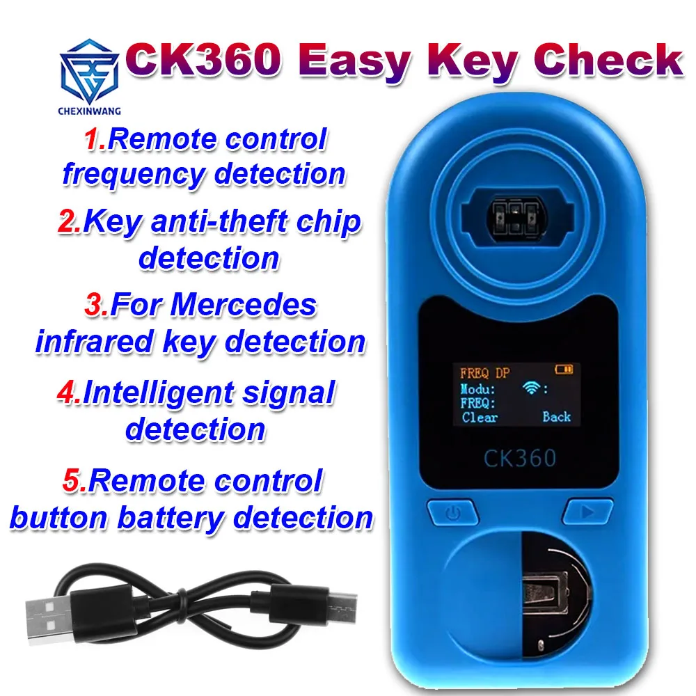 Auto Key Frequency Detector CK360 Easy Check Control Remote Key Tester for Frequency 315Mhz-868Mhz & Battery &  Key Chip