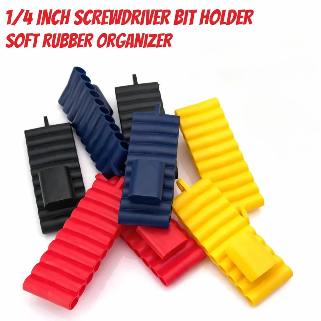 1pc 22 Holes Screwdriver Bit Holder Soft Rubber Organizer 1/4 Inch Hex Screwdriver Head Drill Bit Stand Case Power Tools